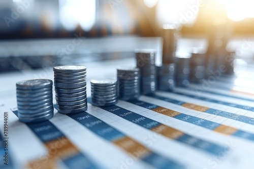 Stacks of Coins on Table