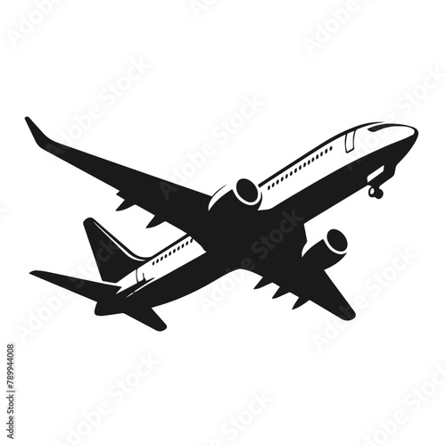 airplane silhouette vector on white background 