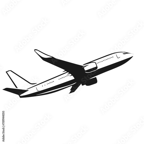 airplane silhouette vector on white background	