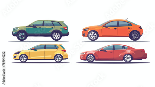 Fototapeta Naklejka Na Ścianę i Meble -  Set of cars. Includes hatchback sedan sport coupe and