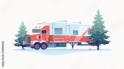 Trailer trucks isolated. Happy holidays. Vector flat © Nova