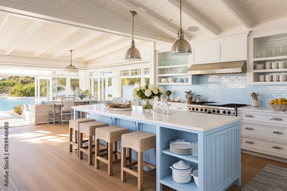 White and Blue Coastal Beach Shack Kitchen: Bright & Airy Inspirations
