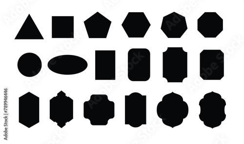 Set of simple geometric shapes including major ones: rectangle, circle, triangle. photo