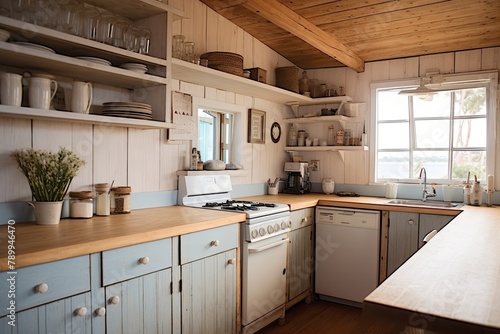 Rustic Coastal Beach Shack Kitchen Inspo: Wooden Countertops & Durable Materials © Michael