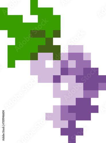 Grape cartoon icon in pixel style