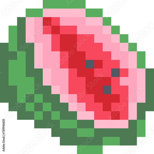 Watermelon cartoon icon in pixel style