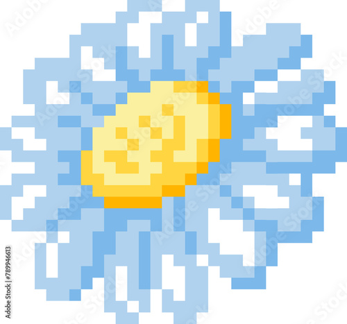 Flower cartoon icon in pixel style