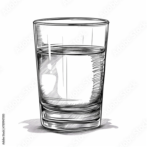 Glass of water sketch, Glass of water illustration 