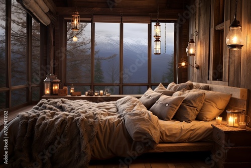 Hanging Lanterns and Rustic Lighting: Cozy Mountain Lodge Bedroom Inspirations