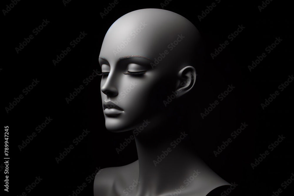 mannequin heads isolated on dark black background mannequin heads isolated on dark black background