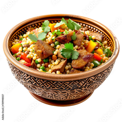 Delicious and Spicy Chadian Couscous Isolated On White Background  photo