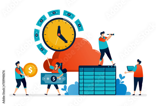 SVG illustration design of automatic payroll system. banking paycheck accounting system
