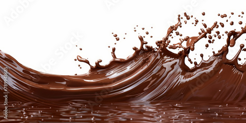 Splash of chocolate flow mixed on white background 