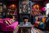 Eclectic Bazaar Living Room: Unique Furniture Pieces, Bold Color Palette & Funky Decor Ideas