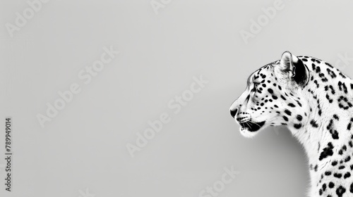  A black-and-white image of a cheetah s head and its back