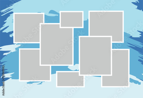 Pictures or photos frame collage. comics page grid layout abstract photo frames and digital photo wall template