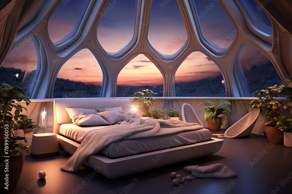 Circadian Rhythm Lighting & Aromatherapy Futuristic Biodome Bedroom ...