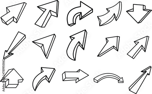 Arrows icons. Doddle arrows. Sketch arrows drawn by hand. Vector icons.eps10