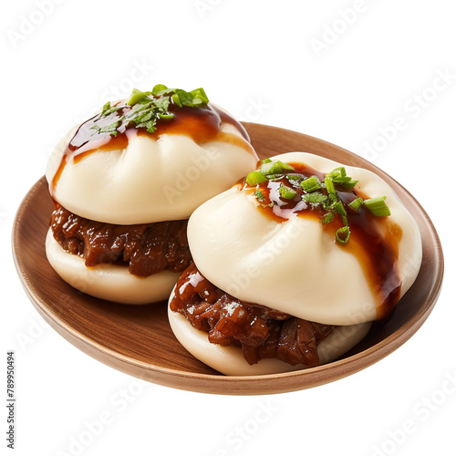 Delicious and Yummy Char Siu Bao BBQ Pork Buns Isolated On White Background  photo