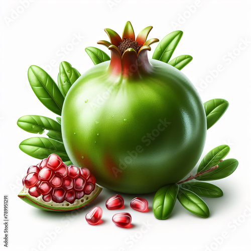 A fresh red pomegranate and red currants, a healthy fruit combination high in antioxidants photo
