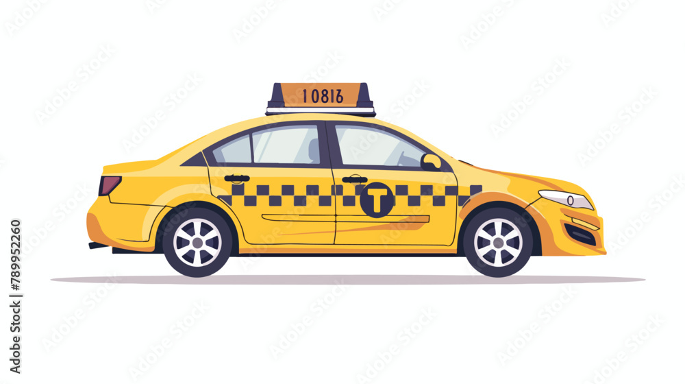 Taxi side view. Taxi service Vector flat style illustration