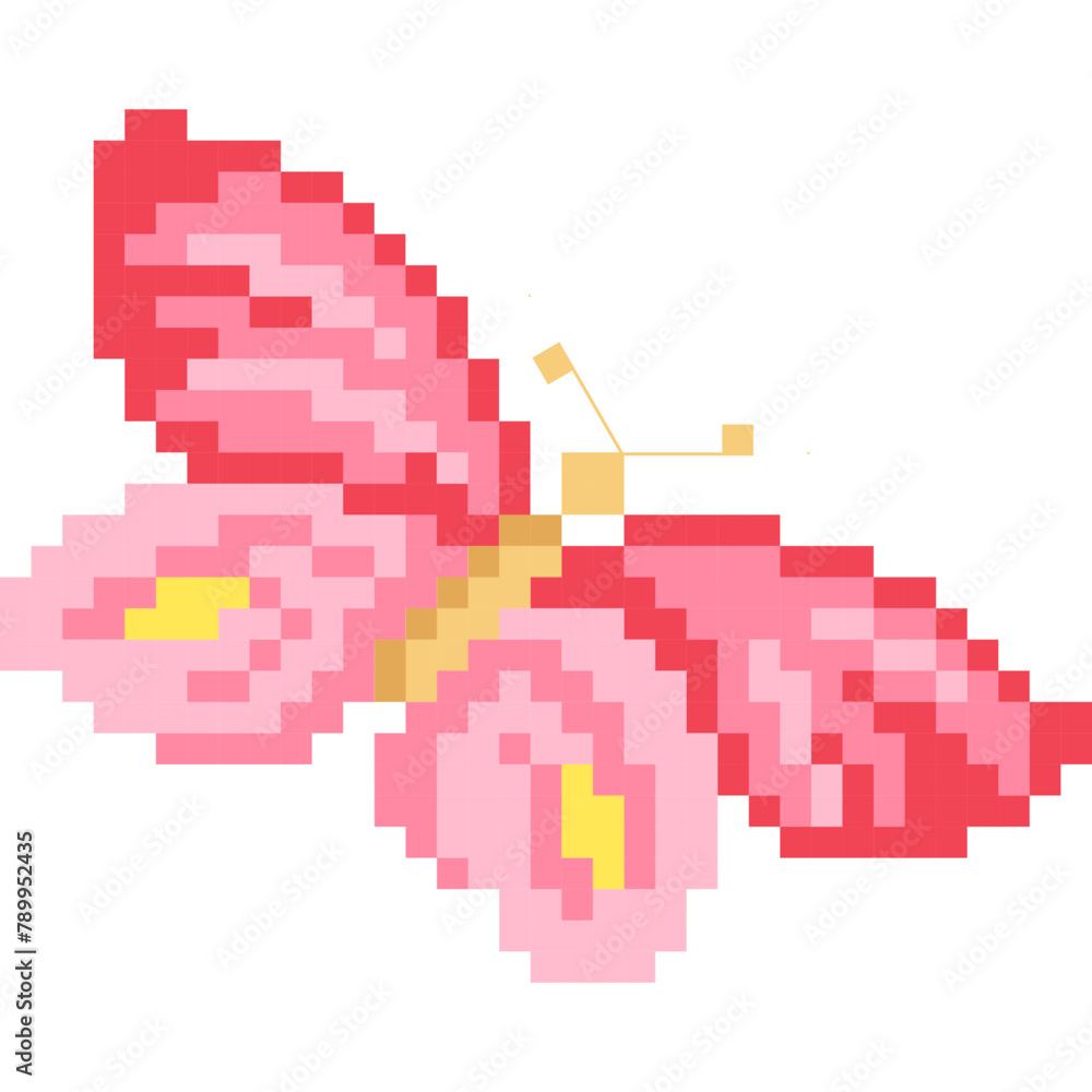 Fototapeta premium Butterfly cartoon icon in pixel style