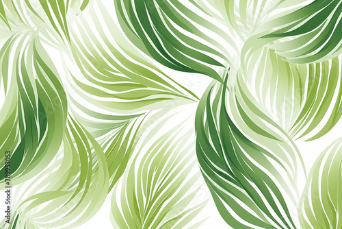 An abstract of foliage line art vector on white background, green tropical leaf in hand drawn pattern for fabric