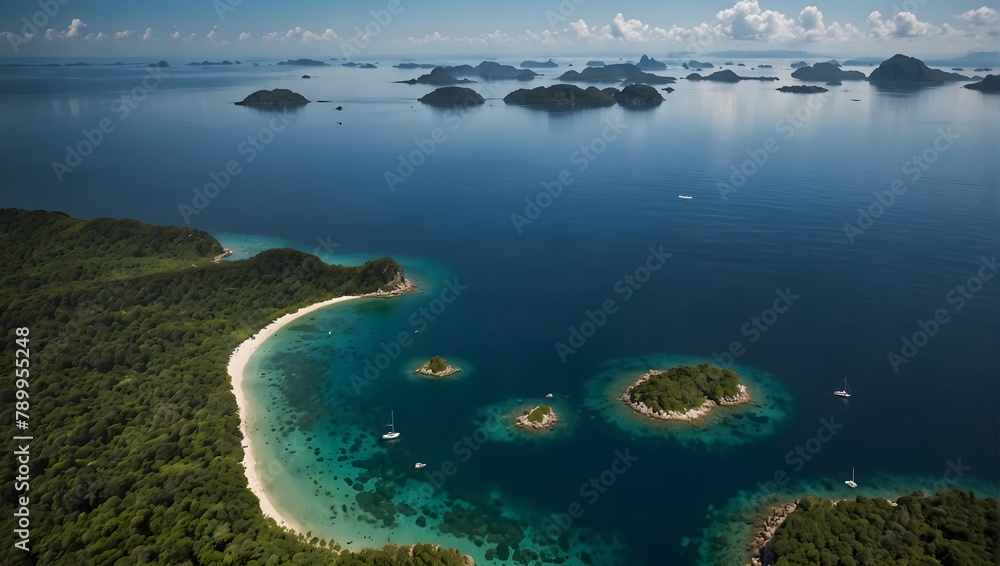 Dream up a serene world where oceans float in the sky and islands drift below Generative AI Dream up a serene world where oceans float in the sky and islands drift below Generative AI