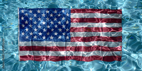 United States flag in pool background - Ai Generated