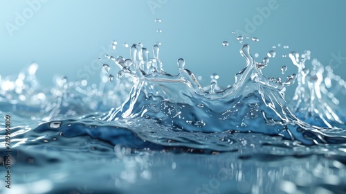 Captivating Splash of Refreshing Clarity A Tranquil Fluid Dynamics Display in Shimmering Shades of Aqua and Cyan