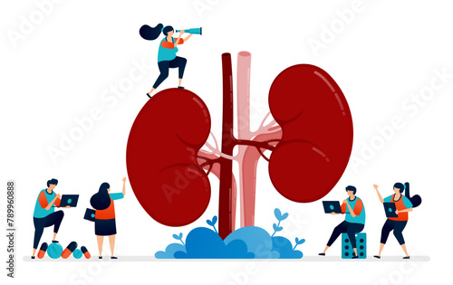 SVG illustration design for kidney disease and treatment. anatomy of the kidney for medical, props and health education