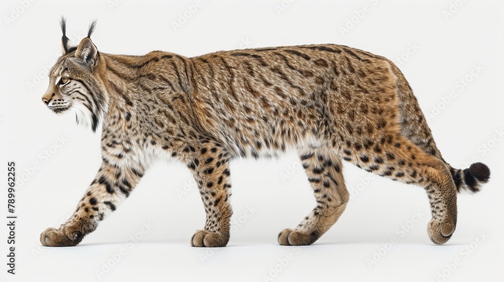 Obraz premium A tight shot of a cat balancing on its hind legs with its front paws, face turned aside