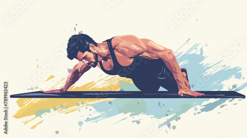 Portrait of a fitness man doing planking exercise photo