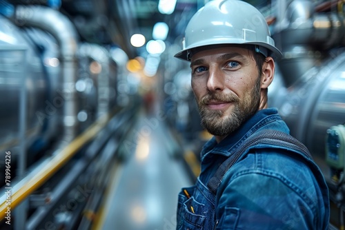 Man Wearing Hard Hat and Overalls