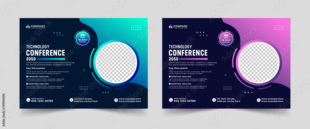 Conference banner template. Corporate horizontal business conference flyer template. live webinar event invitation banner design template Conference banner template. Corporate horizontal business conference flyer template. live webinar event invitation banner design template