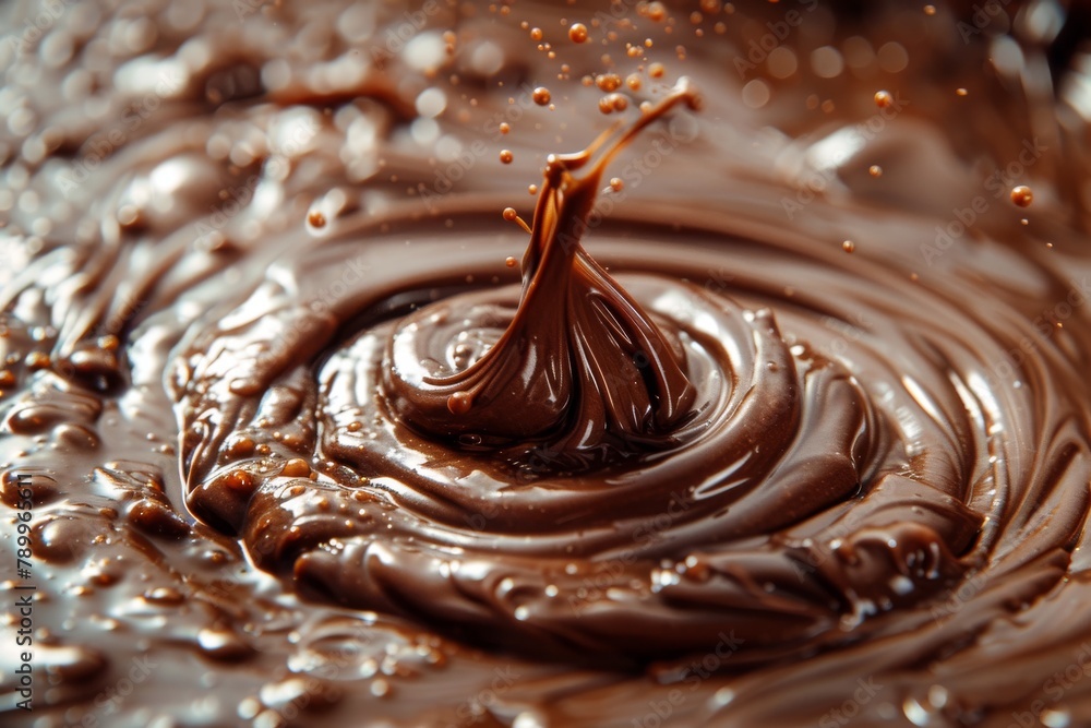 Velvety texture of molten chocolate captured in a close-up, exemplifying indulgence and gourmet desserts Velvety texture of molten chocolate captured in a close-up, exemplifying indulgence and gourmet desserts