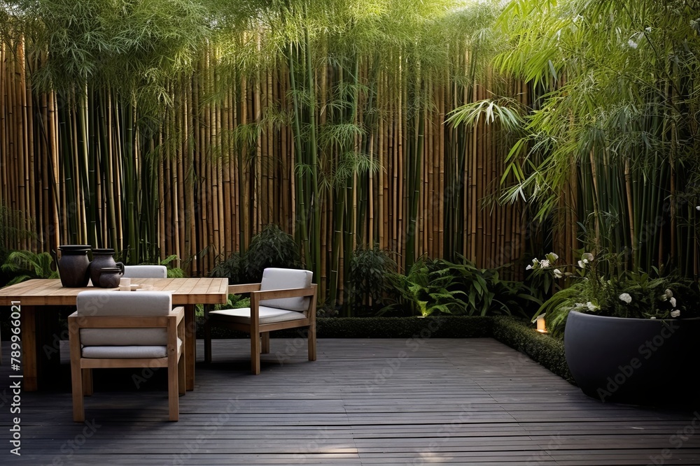 Bamboo Fencing: Tranquil Zen Garden Patio Inspirations with a Calming Atmosphere