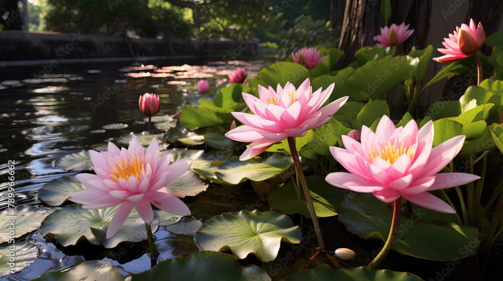 pink water lily. pink water lily.