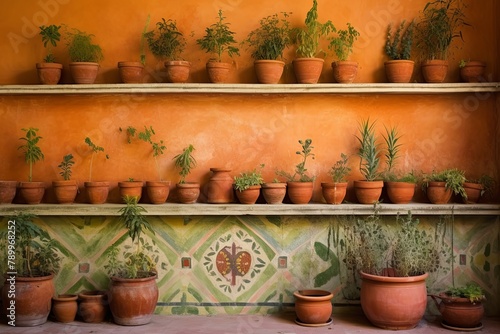 Tuscan Herbalist Terrace Gardens: Terracotta Mosaic Walls and Sage Green Accents Harmony