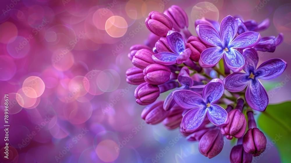 A group of purple blooms atop a verdant plant with leafy foliage, before a indistinct backdrop A group of purple blooms atop a verdant plant with leafy foliage, before a indistinct backdrop