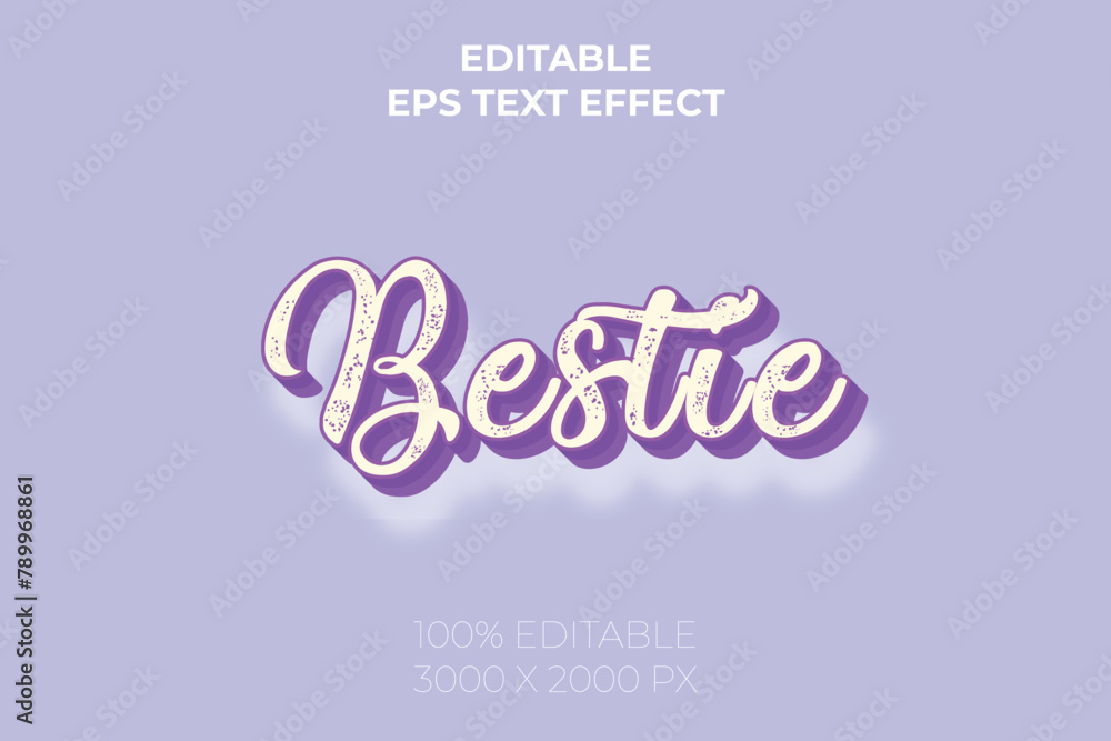 Bestie 3D text effect editable vintage