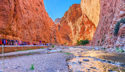 Todra Gorge (Toudgha Gorge) a natural oasis by the Todra River. Tinghir, Morocco. photo