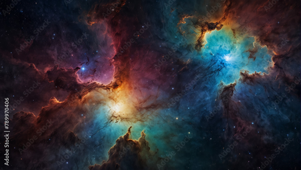Fototapeta premium Colorful Space Nebula Clouds - Starry Night Sky Supernova