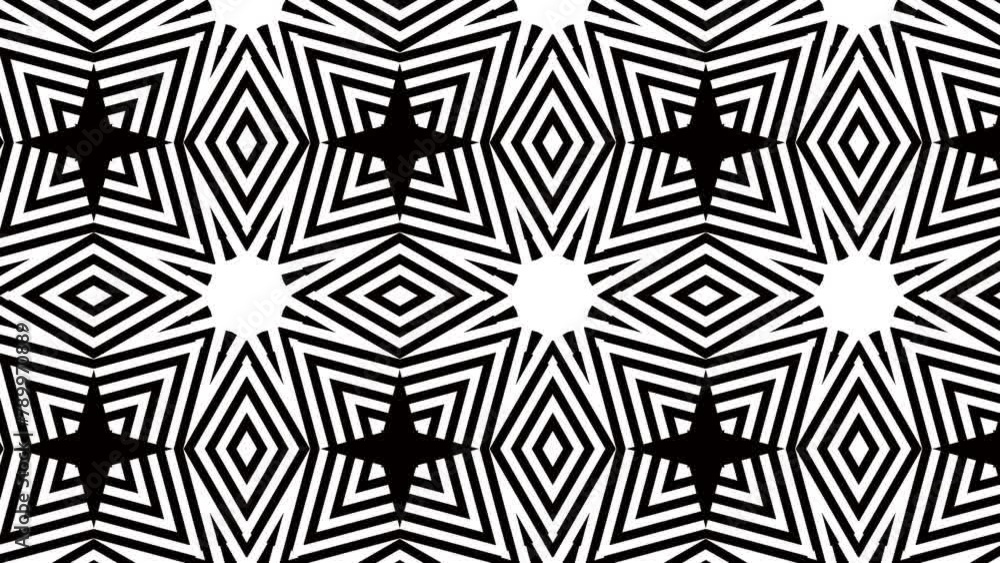 4k Abstract black and white color lines art pattern geometric shapes with black background.Seamless art pattern of simple technology background concept. 4k Abstract black and white color lines art pattern geometric shapes with black background.Seamless art pattern of simple technology background concept.