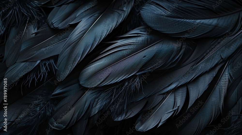 Abstract background of dark black feathers Abstract background of dark black feathers