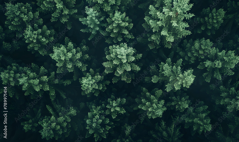 Drone view of green forest with trees and bushes growing in countryside, Generative AI Drone view of green forest with trees and bushes growing in countryside, Generative AI