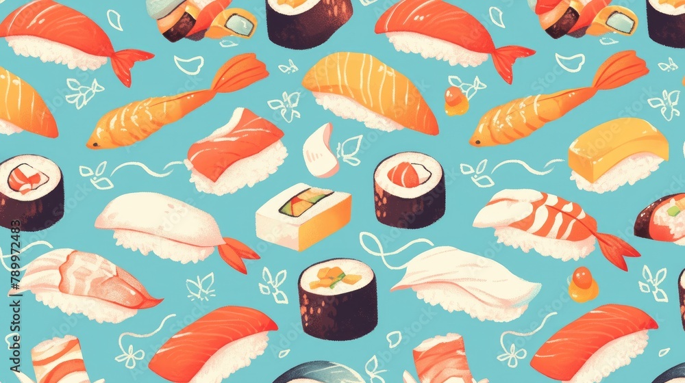 A pattern of delectable sushi A pattern of delectable sushi