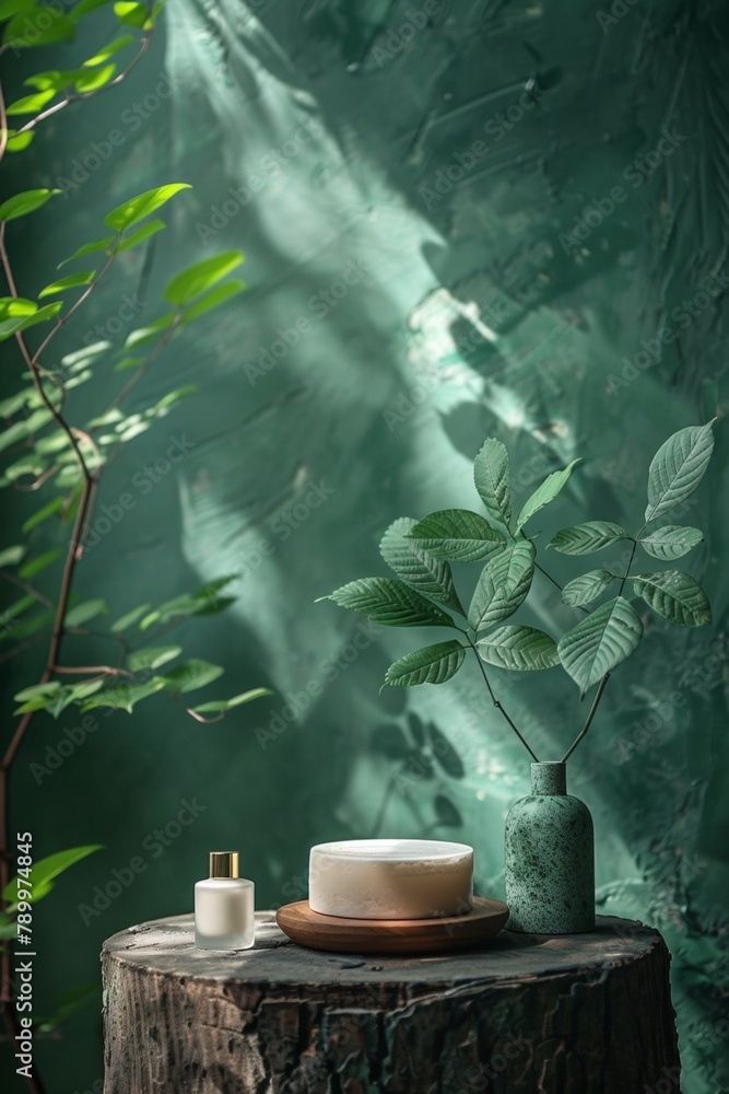 A serene composition featuring a fragrance bottle, candle, and vase, evoking tranquility and harmony. A serene composition featuring a fragrance bottle, candle, and vase, evoking tranquility and harmony.