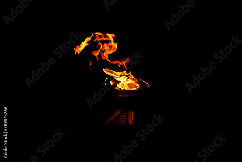 Eternal Flame underneath the Arc de Triomphe in Paris, France at night