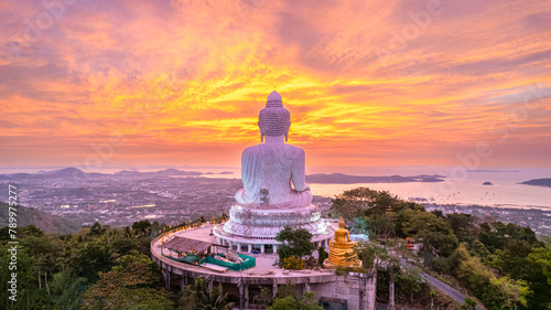 Sunrise at the Big Buddha located on the top of a mountain is a scenic spot in Phuket Province, Thailand, Asia. © Photo Gallery
